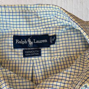 Mens Ralph Lauren Yarmouth Button Down Long Sleeve Shirt Yellow/Blue 16 34/35